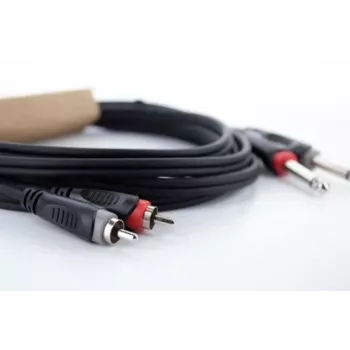Cabo de áudio Cordial 14840 jack mono 6,3 mm para RCA 1,5 m preto