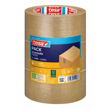 Fita de embalagem tesa STANDARD ecoLogo® 58292 castanha 50 m x 50 mm 3 rolos