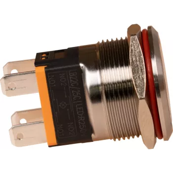 JOY-IT Button22C-02 interruptor de pressão com função de retenção, vermelho, 240 V AC, 15 A, IP67, IK10, montagem em painel