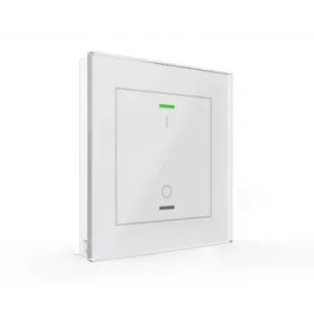 MDT BE-GTL1TW.B1 botão de vidro II Light, 1 canal, LED de estado RGBW, sensor de temperatura, branco