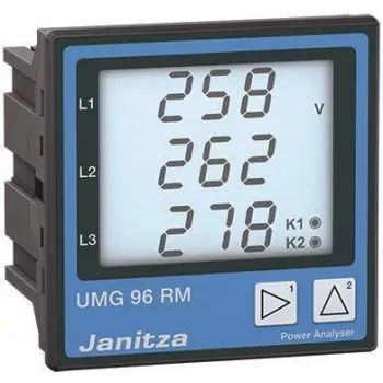 Janitza UMG 96RM-E medidor universal / analisador de qualidade de energia, 90-277V AC/DC, montagem em painel 96x96mm, RS485 Modbus RTU 5222062