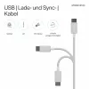 Flexline cabo de carregamento e sincronização USB, USB-A para USB-C, 2.0, ABS, branco, 0,5m (FL31-13040)