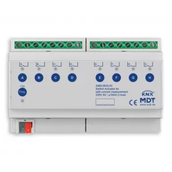 MDT AMS-0816.03 KNX atuador de comutação, 8 canais, 16 A, 8 TE