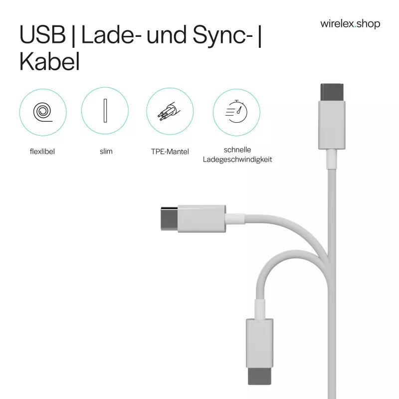 FLEXLINE FL31-13043 cabo de carregamento e sincronização USB-A para USB-C, 2.0, ABS, branco, 2m