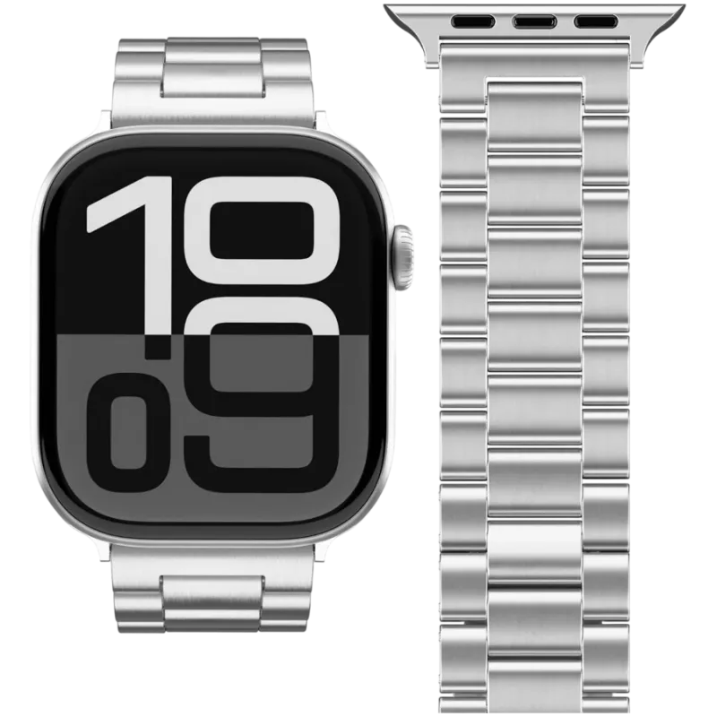 VONMÄHLEN Link pulseira 2 para Apple Watch 44/45/46/49mm, aço inoxidável, prateado
