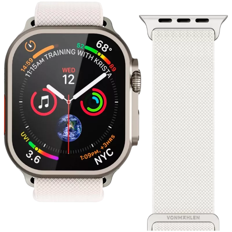 VONMÄHLEN Classic Nylon Loop para Apple Watch 40/41/42mm, Creme