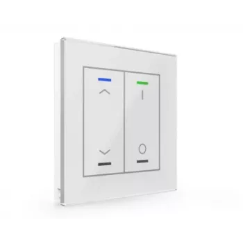 Botão de pressão de vidro MDT BE-GTL2TW.C1 Glass Push Button II Light 2 vias RGBW com sensor de temperatura, branco, KNX