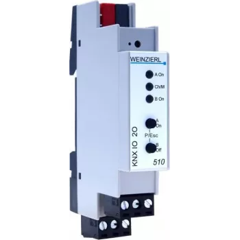 Atuador de comutação Weinzierl KNX IO 510.1 5444 com 2 saídas, funções de lógica e temporizador