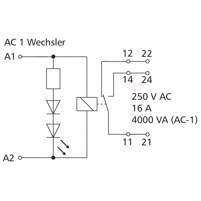 METZ Connect RM21 Relé de potência miniatura 24 V AC 1 comutador 16 A PCB 11051110