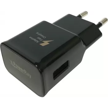 PowerRay PR-TA20EBE EU carregador de parede USB de 2 pinos, 5V/2A, preto, bulk