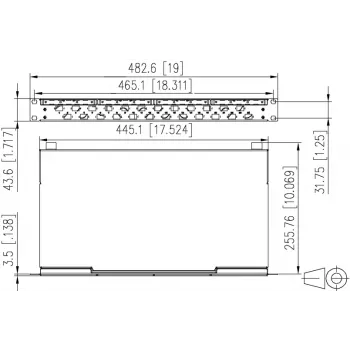 METZ CONNECT Painel de ligação de fusão 24xLC-Duplex OM3 1U 19 polegadas 1504557724-E