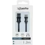 PowerRay Cabo de dados e carregamento USB-C para USB-A, 1,2 m, têxtil preto PR-DCUC120TBK