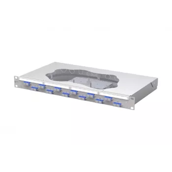 METZ CONNECT OpDAT fix Painel de ligação de fusão de fibra ótica, 12x SC-Duplex OS2, 1U, cinzento-claro 150459E212-F