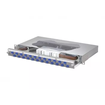 METZ CONNECT Painel de ligação de fusão 24xLC-Duplex OS2 monomodo 1U montagem em rack 19 polegadas 1504697424-E
