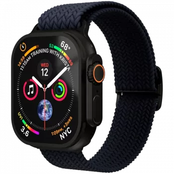 VONMÄHLEN Woven Loop para Apple Watch 44/45/46/49 mm, azul-marinho preto