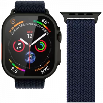 VONMÄHLEN Woven Loop para Apple Watch 44/45/46/49 mm, azul-marinho preto