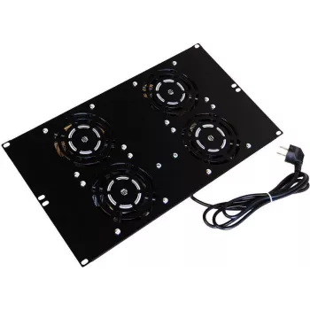 IT-BUDGET Unidade de ventilação de teto para armários verticais SRK - 4 ventoinhas ativas - 640 m³/h - termostato - interruptor - preto (90ITB19SRKXFAN4S)