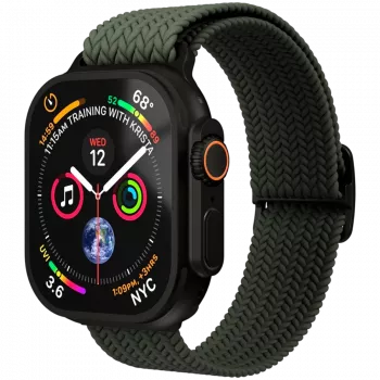 VONMÄHLEN Woven Loop para Apple Watch 44/45/46/49 mm, verde-azeitona preto