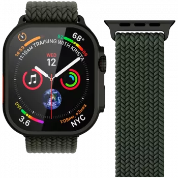 VONMÄHLEN Woven Loop para Apple Watch 44/45/46/49 mm, verde-azeitona preto