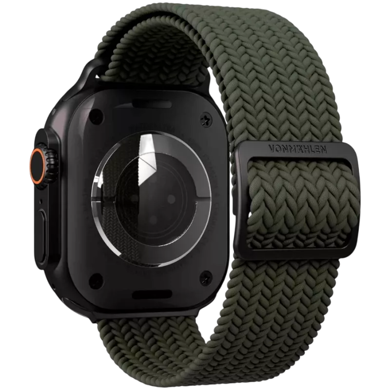 VONMÄHLEN Woven Loop para Apple Watch 44/45/46/49 mm, verde-azeitona preto