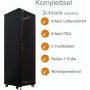 Conjunto completo de armário de rede IT-BUDGET 19 polegadas SRK, 38U, 600x600 mm, porta de vidro à frente, porta de aço atrás, 4 ventoinhas ativas, PDU, prateleiras, pré-montado, preto 99ITB19SRK3866GSM
