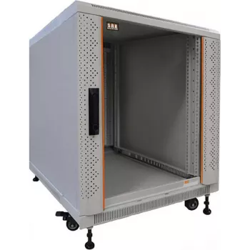 IT-BUDGET Armário de rede de 19 polegadas SRK 12U 600x800 mm cinzento-claro flatpack com portas de vidro/aço