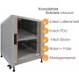 IT-BUDGET Rack de servidor de 19 polegadas SRK conjunto completo 12U 600x1000 mm porta de vidro/aço com 4 ventoinhas ativas, PDU, prateleiras, flatpack, cinzento-claro 90ITB19SRK12610GG