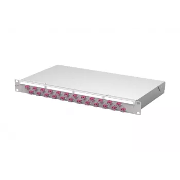 Metz mecatech VIK 24 portas LC-Duplex OM4 Painel de patch de fibra ótica, 1U, 19 polegadas, cinzento claro 1504507524-E