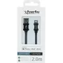 PowerRay PR-DCUL200TBK Cabo trançado USB-A para Lightning certificado MFi, 2 m, Preto