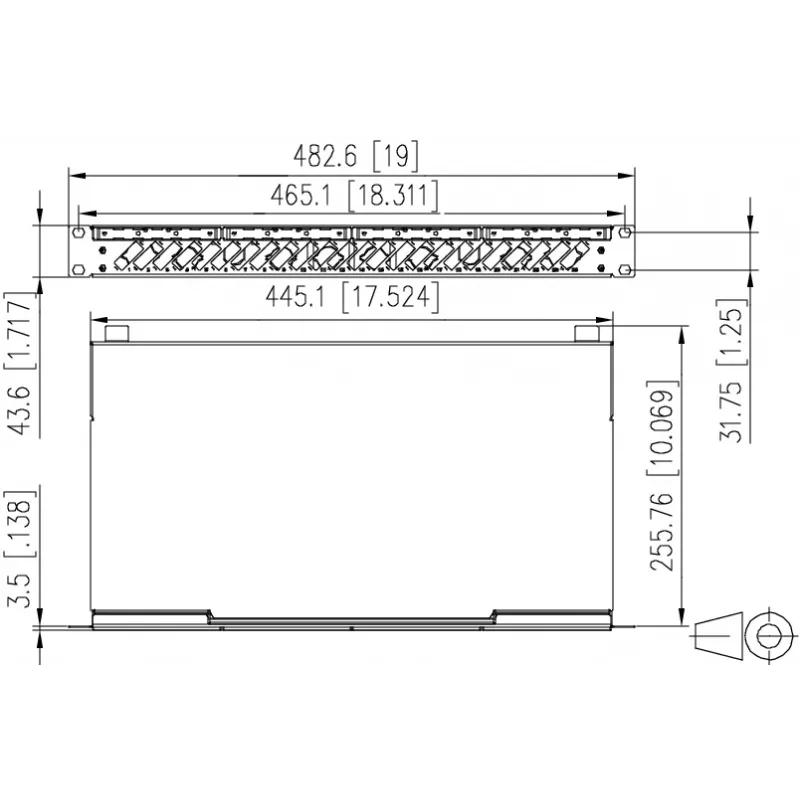 METZ CONNECT Painel de patch de fusão de fibra ótica 24 portas SC-Duplex OS2 monomodo, 1U montagem em rack 19 polegadas, cinzento claro 150459E224-E