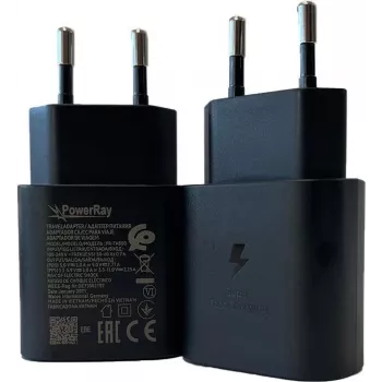 PowerRay PR-TA800EBE Carregador de parede USB-C PD 18W, EU 2 pinos, Preto, Bulk