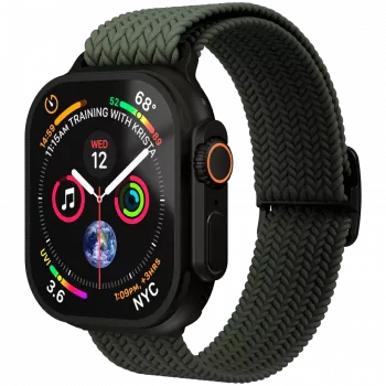 VONMÄHLEN Woven Loop para Apple Watch 40/41/42mm, verde azeitona e preto