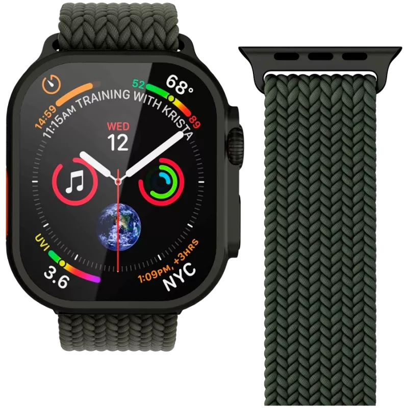 VONMÄHLEN Woven Loop para Apple Watch 40/41/42mm, verde azeitona e preto