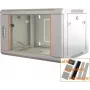 IT-BUDGET Armário de rede 19 polegadas SWA - 4U - 570 x 450 mm - porta de vidro - painéis laterais removíveis - montagem na parede/chão - conjunto de acessórios - cinzento claro (90ITB19WS4645GG)