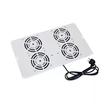 IT-BUDGET unidade de ventilação de teto para armários verticais SRK - 4 ventoinhas ativas - 640 m³/h - termostato - interruptor - cinzento claro 90ITB19SRKXFAN4G