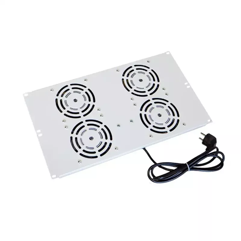 IT-BUDGET unidade de ventilação de teto para armários verticais SRK - 4 ventoinhas ativas - 640 m³/h - termostato - interruptor - cinzento claro 90ITB19SRKXFAN4G
