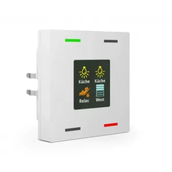 MDT BE-TAS63T4.01 botão de vidro KNX Smart 63 4 canais com ecrã a cores e sensor de temperatura, Studio branco brilhante