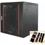 IT-BUDGET armário de rede 19 polegadas SWA - 15U - 570x600 mm - porta de vidro - painéis laterais removíveis - montagem na parede/chão - conjunto de acessórios - preto (90ITB19WS1566GS)