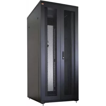 IT-BUDGET conjunto completo rack de servidor 19 polegadas SRK 42U 800x1000 mm portas duplas perfuradas à frente e atrás 4 ventoinhas ativas PDU prateleiras pré-montado preto 99ITB19SRK42810DTSM