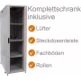 IT-BUDGET conjunto completo armário de rede 19 polegadas SRK 38U 600x600mm porta de vidro/aço 4 ventoinhas PDU prateleiras Flatpack cinzento claro 90ITB19SRK3866GG