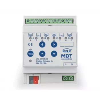 MDT JAL-0410D.02 atuador de estores 4 canais, 4TE, 24VDC, 8A