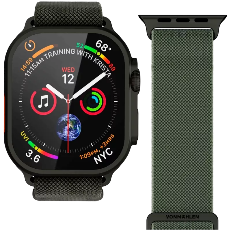VONMÄHLEN Classic Nylon Loop 40, 41, 42mm tamanho único, verde azeitona preto