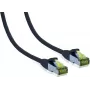 IT-BUDGET cabo de patch premium em cobre maciço Cat.6A com cabo bruto Cat.7, 600 MHz, isento de halogéneos, PoE+, 10 Gbit, preto, 3 m 90ITB6A7PK3S