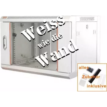 IT-BUDGET armário de rede 19 polegadas SWA - 4U - LxP 570x450 mm - porta de vidro - painéis laterais removíveis - montagem em parede e chão - conjunto de acessórios - branco puro (90ITB19WS4645GW)