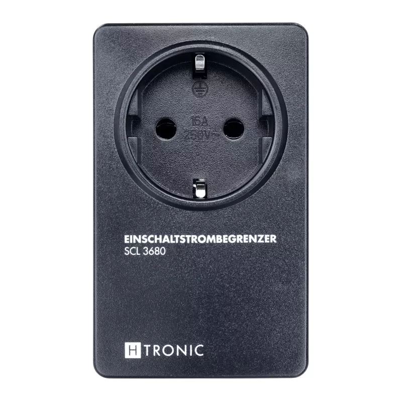 H-Tronic 1114730 limitador de corrente de arranque SCL 3680 IP20, 16 A, 3680 W, adaptador de ficha Schuko, preto