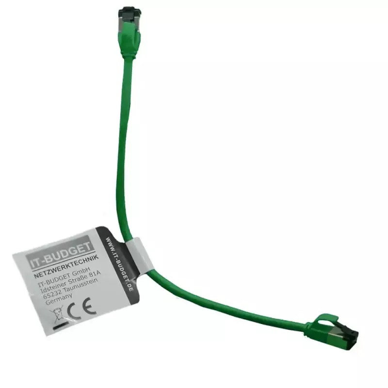 IT-BUDGET cabo de patch slim Cat.8.1, S/FTP, 40 Gbps, 2000 MHz, verde, 0,15 m 90ITBSLIM81PK015GR