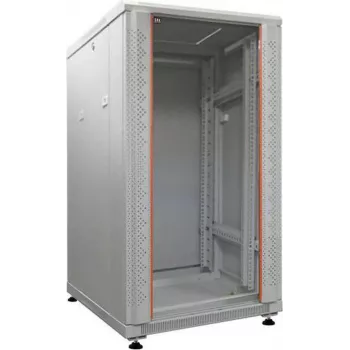 IT-BUDGET Armário de rede 19 polegadas SRK - 18U - 600x800 mm - porta de vidro/aço - flatpack - cinzento-claro 90ITB19SRK1868GGN