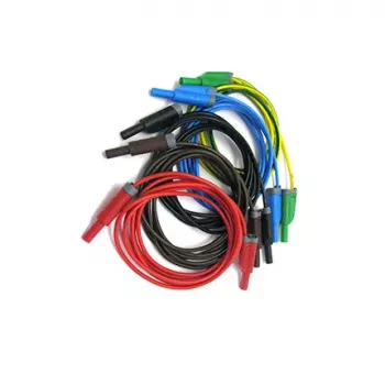 HT INSTRUMENTS KIT TLS-5 Conjunto de cabos de medição de segurança, 5 cabos, 2 m, fichas banana de 4mm com proteção de contacto, CAT IV 600V / CAT III 1000V, 16 A, silicone, vermelho/preto/azul/verde/amarelo 2008250