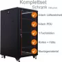 IT-BUDGET Armário de rede 19 polegadas SRK conjunto completo - 18U, 600x800 mm, porta de vidro à frente, porta de aço atrás, 4 ventoinhas ativas, PDU, prateleiras, pré-montado, preto 99ITB19SRK1868GSM