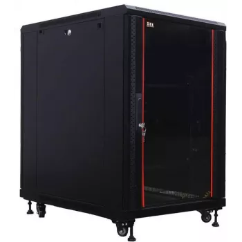 IT-BUDGET Armário de rede 19 polegadas SRK - 18U - 600x1000 mm - porta de vidro/aço - pré-montado - preto (99ITB19SRK18610GSNM)